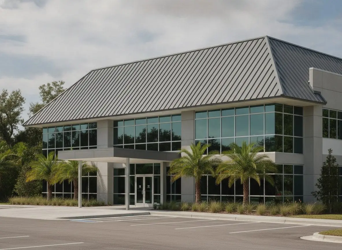 Office building with a standing seam metal roof