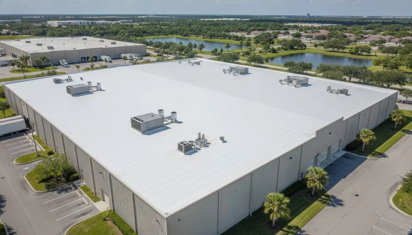 New flat roof, industrial warehouse