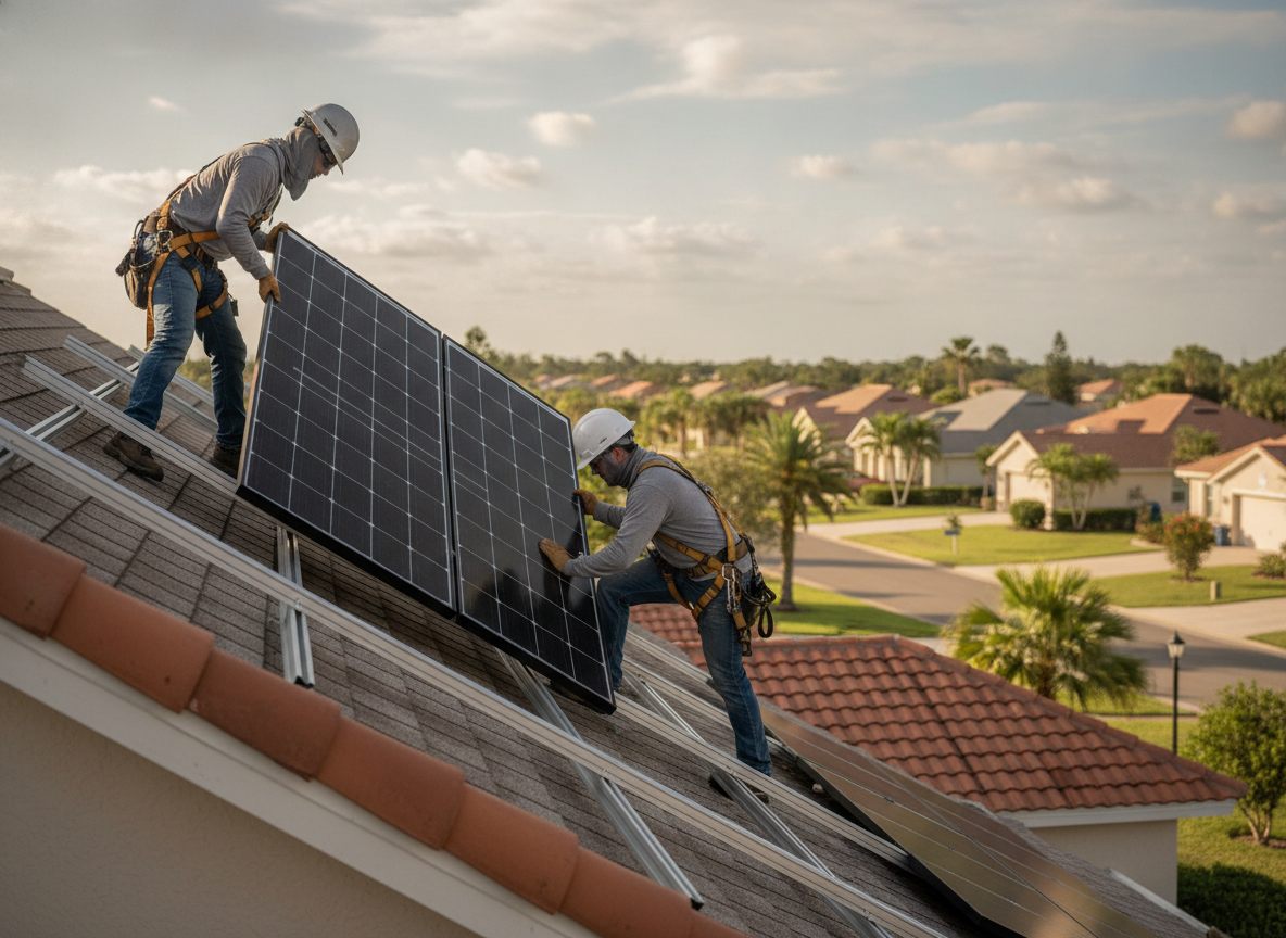 Solar panel installation in progress