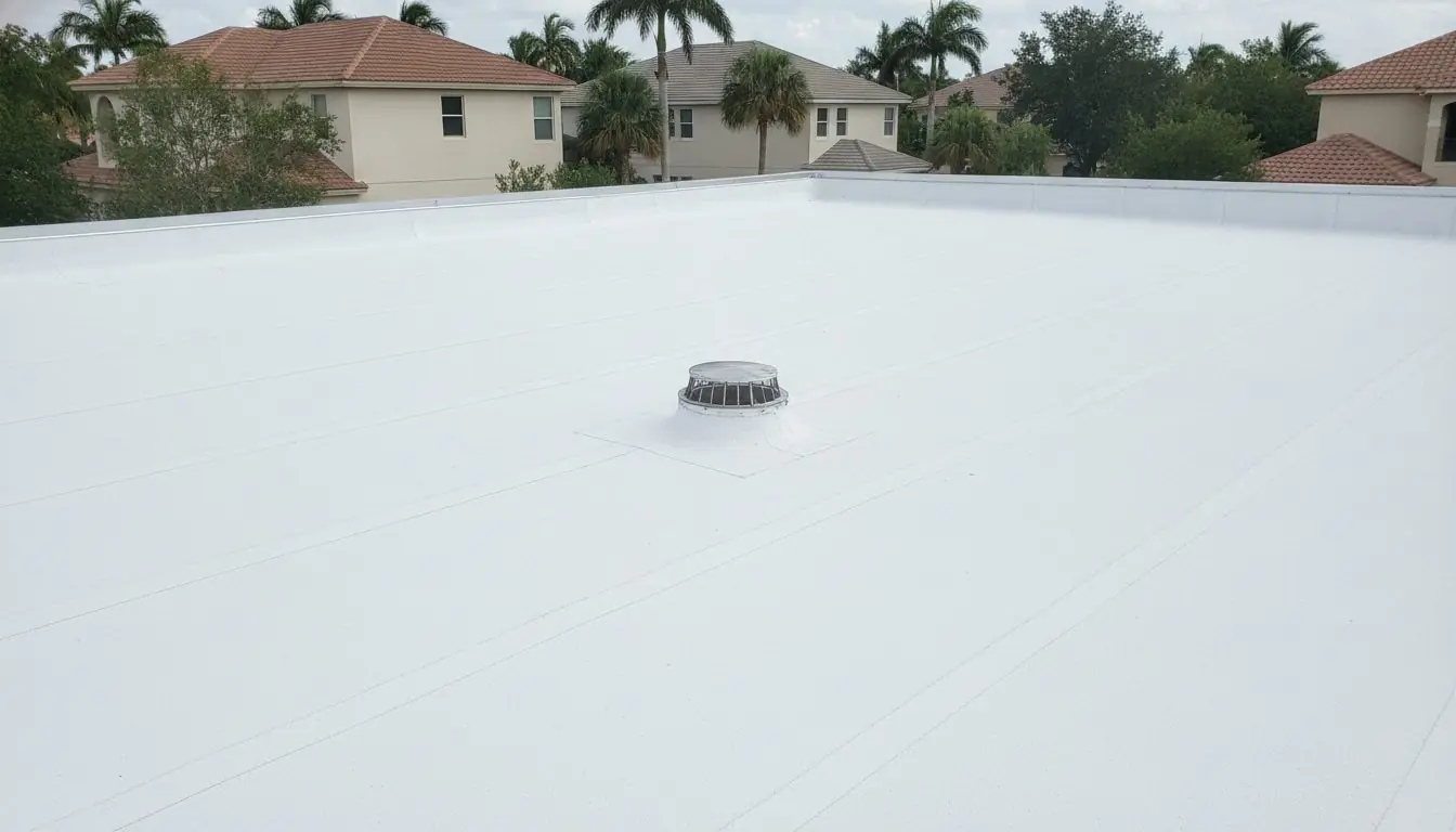 White TPO membrane on a commercial roof