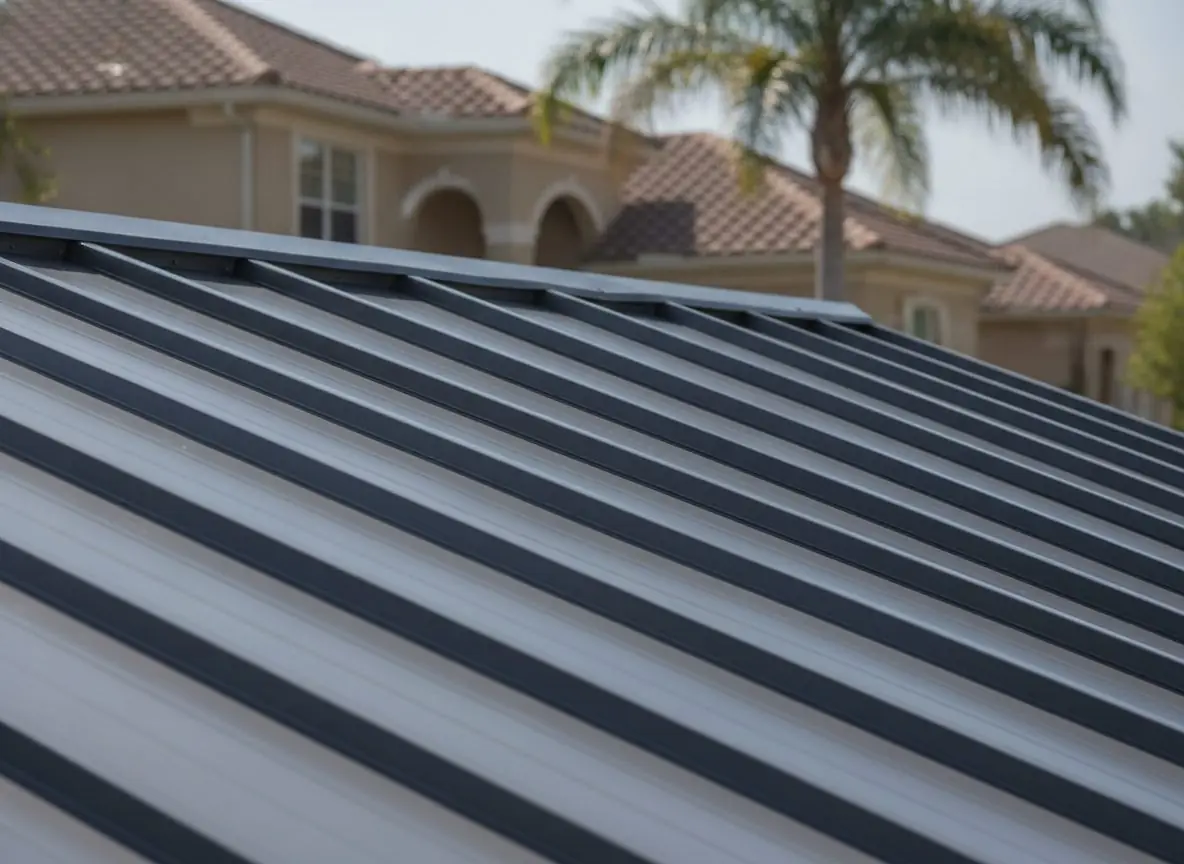 Close-up of standing seam metal roofing